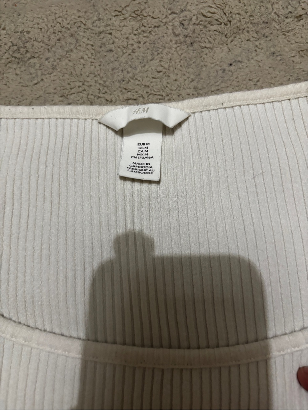 H&M White Ribbed Scoop Neck Tank